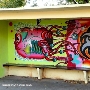 Wartehäuschen ganz offiziell mit Graffiti verschönert, wie hier in der Prohner Straße