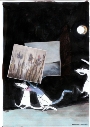 Illustration von Grit Piolka mit Bildern von ihr, die hier gerade von den Schlawinern weggetragen werden.