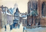Repro: Koserower Kunstsalon - Erich Kliefert, Nikolaikirchhof im Winter, 1937