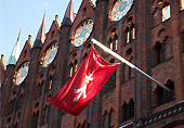 Town hall with flag