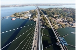 Transport network Stralsund with Rügen bridge