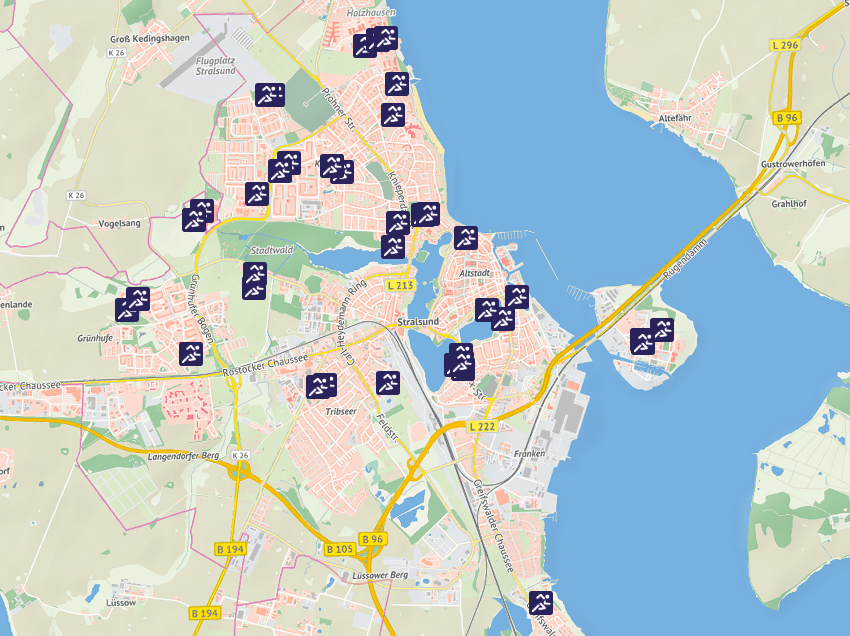 Übersicht Sportstätten im Stadtplan